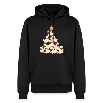 Weihnachtsinspirierter Entwurf für Mops-Liebhaber - Männer Premium Bio Hoodie - Schwarz - Vorne - Nico (187cm)
