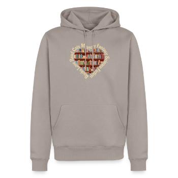 Buchliebhaber Design für ein Bücherregal - Männer Premium Bio Hoodie - Taupe - Vorne - Nico (187cm)