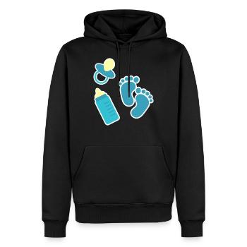 Bébé icônes sucette pieds dessin animé bleu fiole - Sweat à capuche Premium bio Homme - noir - Devant - Nico (187cm)