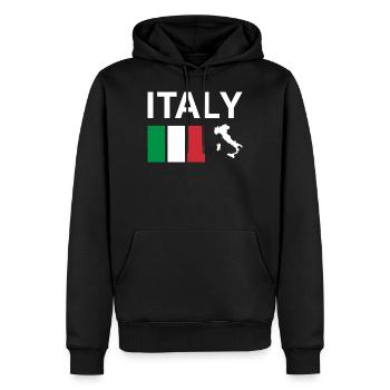 Italie Drapeau Italien Drapeau Italien - Sweat à capuche Premium bio Homme - noir - Devant - Nico (187cm)