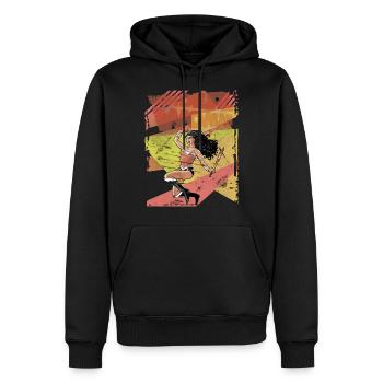 DC Comics Wonder Woman Retro mit Schwert - Männer Premium Bio Hoodie - Schwarz - Vorne - Nico (187cm)