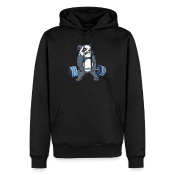 Panda macht Deadlift Bodybuilder Kreuzheben Hantel - Männer Premium Bio Hoodie - Schwarz - Vorne - Nico (187cm)