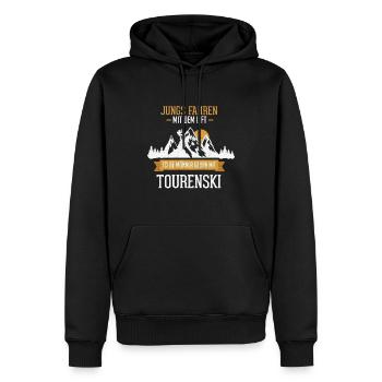 Jungs fahren mit dem Lift - echte Männer Tourenski - Männer Premium Bio Hoodie - Schwarz - Vorne - Nico (187cm)