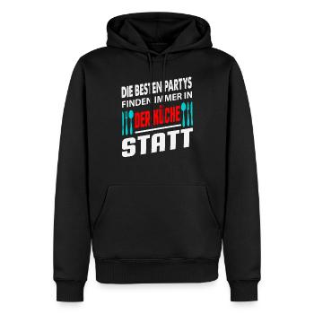 Die Besten Partys Finden Immer In Der Küche Statt - Männer Premium Bio Hoodie - Schwarz - Vorne - Nico (187cm)