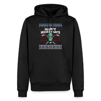 Hockey Spieler Ugly Christmas Sweater Geschenk - Männer Premium Bio Hoodie - Schwarz - Vorne - Nico (187cm)