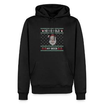 Ho Ho Hold My Beer Weihnachtsmann - UglyChristmas - Männer Premium Bio Hoodie - Schwarz - Vorne - Nico (187cm)