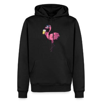 Flamingo mit Sonnenbrille trinkt Bier - Männer Premium Bio Hoodie - Schwarz - Vorne - Nico (187cm)