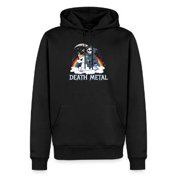 Death Metal Unicorn - Men’s Premium Organic Hoodie - black - Front - Nico (187cm)