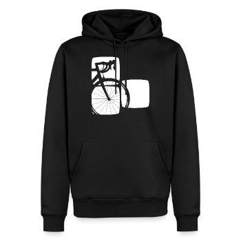 Vélo de route en trois carrés graphiques - Sweat à capuche Premium bio Homme - noir - Devant - Nico (187cm)