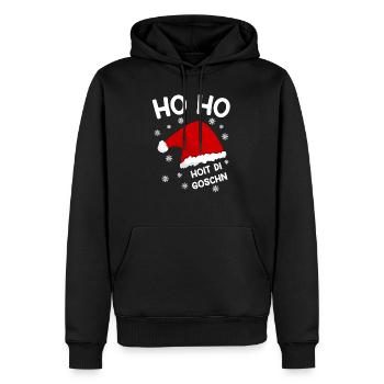 Ho Ho Ho Hoit di Goschn Weihnachtsgeschenk - Männer Premium Bio Hoodie - Schwarz - Vorne - Nico (187cm)