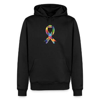 Ruban Autisme - Sweat à capuche Premium bio Homme - noir - Devant - Nico (187cm)
