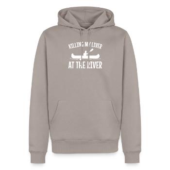 Funny River Canoe Funny Camping Design - Men’s Premium Organic Hoodie - taupe - Front - Nico (187cm)