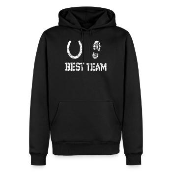 Pferd Hufeisen best Team - Männer Premium Bio Hoodie - Schwarz - Vorne - Nico (187cm)