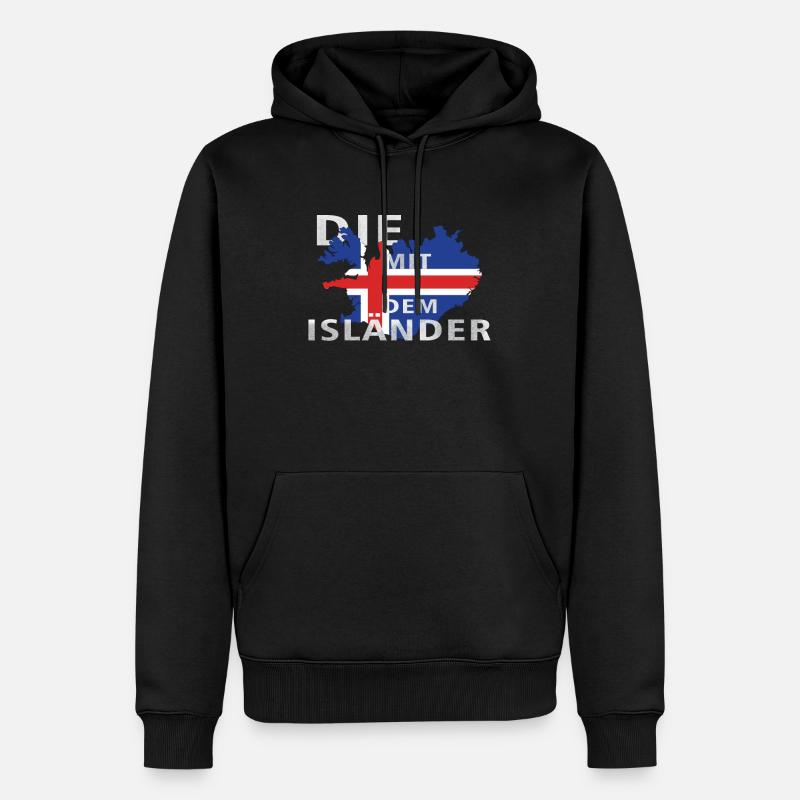 Die mit dem Isländer Pferd Spruch Rasse Geschenk - Männer Premium Bio Hoodie - Schwarz