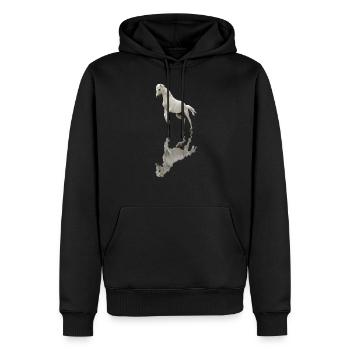 Wunderschönes weißes Pferd - Reitsportfans - Männer Premium Bio Hoodie - Schwarz - Vorne - Nico (187cm)
