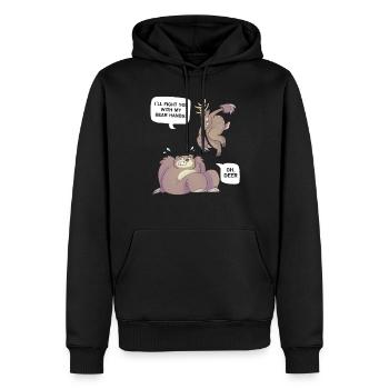 Ich werde dich mit meinen Bärenhänden bekämpfen, oh Hirsch, lustig - Männer Premium Bio Hoodie - Schwarz - Vorne - Nico (187cm)