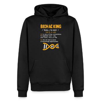 Biohacking Définition verbe Dictionnaire Biohacking - Sweat à capuche Premium bio Homme - noir - Devant - Nico (187cm)