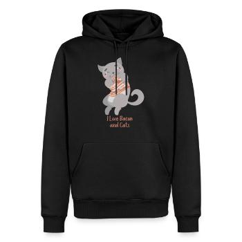 Ich liebe Speck und Katzen Kitty Lover Geschenk - Männer Premium Bio Hoodie - Schwarz - Vorne - Nico (187cm)