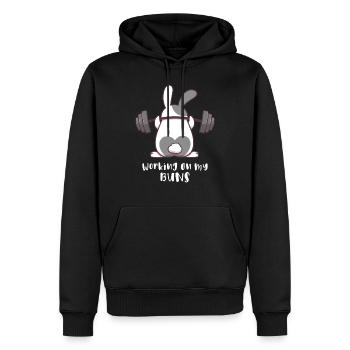 Lustiges Häschen-Geschenk, Workin auf meinen Brötchen, lustig - Männer Premium Bio Hoodie - Schwarz - Vorne - Nico (187cm)