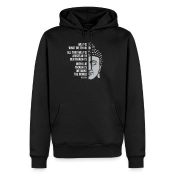Buddha Zitat Zen Buddhismus Yoga Gesicht Statue - Männer Premium Bio Hoodie - Schwarz - Vorne - Nico (187cm)