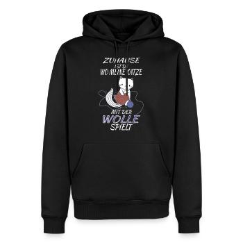 Cat handmade crochet knitting wool - Men’s Premium Organic Hoodie - black - Front - Nico (187cm)