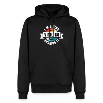Vitiligo Awareness Vitiliog Skin Quote - Sweat à capuche Premium bio Homme - noir - Devant - Nico (187cm)