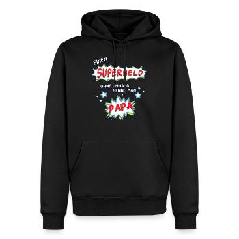 Einen Superheld ohne Umhang nennt man Papa - Männer Premium Bio Hoodie - Schwarz - Vorne - Nico (187cm)