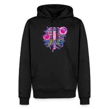 Pastel Goth Aesthetic Anime Rib Cage Flowers - Men’s Premium Organic Hoodie - black - Front - Nico (187cm)