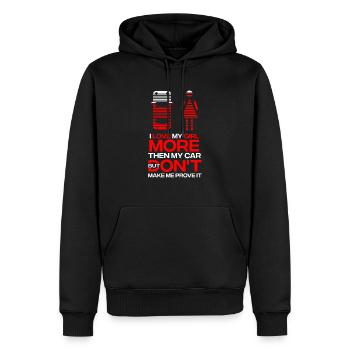 Lustiges Autofreak Motorsport Sportwagen Geschenk - Männer Premium Bio Hoodie - Schwarz - Vorne - Nico (187cm)