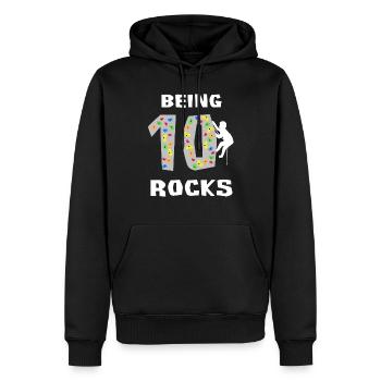 Als 10 Rocks, Kids Rock Climbing Shirt, Zehntel - Männer Premium Bio Hoodie - Schwarz - Vorne - Nico (187cm)
