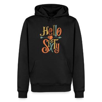 Vintage Hello Sixty 60. Geburtstag Geschenk - Männer Premium Bio Hoodie - Schwarz - Vorne - Nico (187cm)
