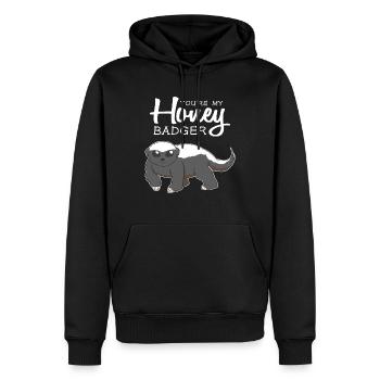 Tu es mon miel Badger Romantic Pun - Sweat à capuche Premium bio Homme - noir - Devant - Nico (187cm)