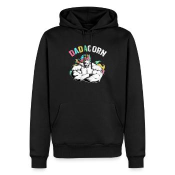 Dadacorn - Papa licorne magique - Sweat à capuche Premium bio Homme - noir - Devant - Nico (187cm)
