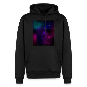 Galaxie - aurores boréales - Sweat à capuche Premium bio Homme - noir - Devant - Nico (187cm)