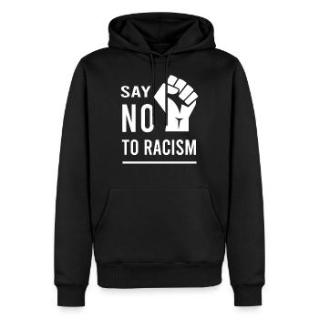 SAY NO TO RACISM - Erhobene Faust Revolution - Männer Premium Bio Hoodie - Schwarz - Vorne - Nico (187cm)