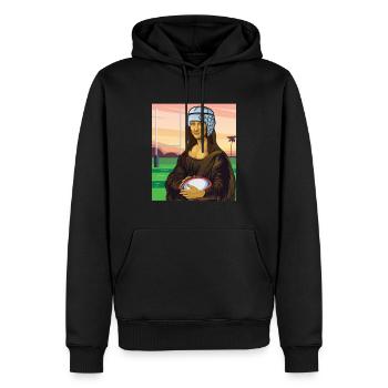 Mona Lisa Rugby Rugger Wear Rugbyspieler Geschenk - Männer Premium Bio Hoodie - Schwarz - Vorne - Nico (187cm)
