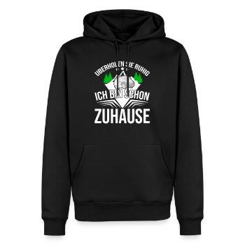 Camper Bus Van Geschenk I Caravan Camping - Männer Premium Bio Hoodie - Schwarz - Vorne - Nico (187cm)