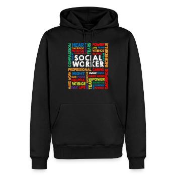 Social Work Month Social Worker Cadeau - Sweat à capuche Premium bio Homme - noir - Devant - Nico (187cm)