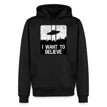 Chemise Ufo I Want To Believe - Sweat à capuche Premium bio Homme - noir - Devant - Nico (187cm)