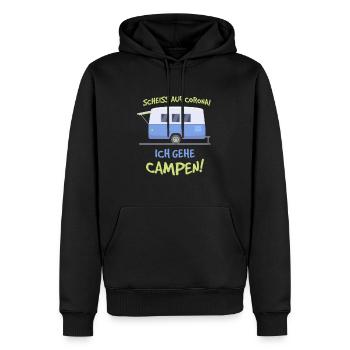 Scheiss auf Corona ich gehe Campen Geschenk Camper - Männer Premium Bio Hoodie - Schwarz - Vorne - Nico (187cm)