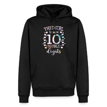 This girl is 10 Double Digits anniversaire cadeau - Sweat à capuche Premium bio Homme - noir - Devant - Nico (187cm)