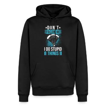 Ne me suis pas, je fais des choses stupides en parapente - Sweat à capuche Premium bio Homme - noir - Devant - Nico (187cm)