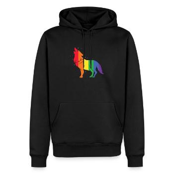 Gay Wolf Rainbow Gay Pride LGBT Gift - Men’s Premium Organic Hoodie - black - Front - Nico (187cm)