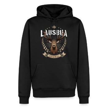 Lausbua Hirsch Bayrischer Tiroler Bua Dialekt Spaß - Männer Premium Bio Hoodie - Schwarz - Vorne - Nico (187cm)