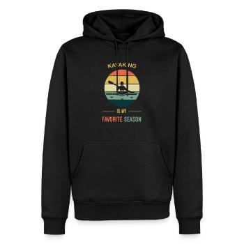 Kajakfahren ist meine Lieblingsjahreszeit - Männer Premium Bio Hoodie - Schwarz - Vorne - Nico (187cm)