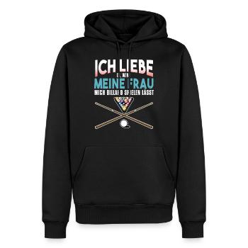 Ich Liebe Es Wenn Meine Frau Mich Billard Spielen - Männer Premium Bio Hoodie - Schwarz - Vorne - Nico (187cm)