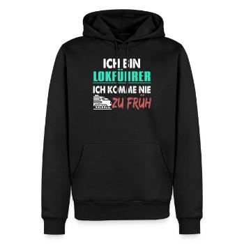 Ich Bin Lokführer Ich Komme Nie Zu Früh - Männer Premium Bio Hoodie - Schwarz - Vorne - Nico (187cm)