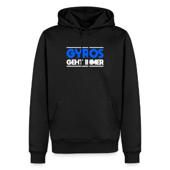 Gyros geht immer Schriftzug für echte Gyros-Fans - Männer Premium Bio Hoodie - Schwarz - Vorne - Nico (187cm)