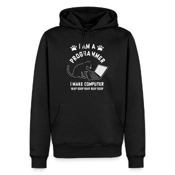Programmer Cat Programmierer Computer Katze - Männer Premium Bio Hoodie - Schwarz - Vorne - Nico (187cm)