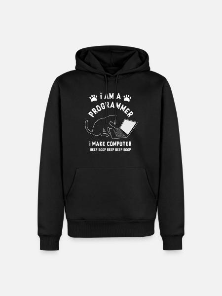 Programmer Cat Programmierer Computer Katze - Männer Premium Bio Hoodie - Schwarz
